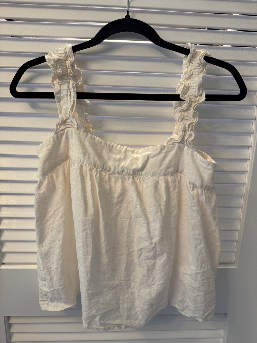 Charlie Holiday Cream Ruffle-Strap Cotton Tank